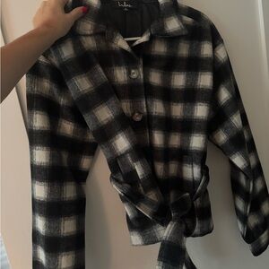 Lulu's Monochrome Plaid Outerwear